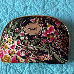 Floral Cosmetic Bag - Black, Pink, and Gold